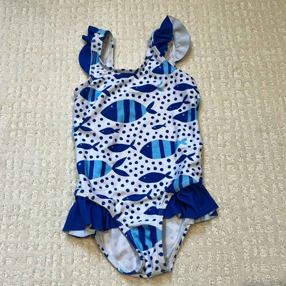 Millie loves Lilly blue and white one piece toddler girl 3t one piece swim - Picture 1 of 4